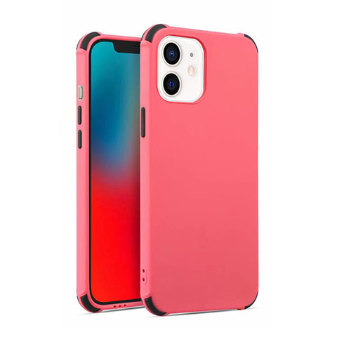 Funda Silicona Ultrafina Goma 360 Grados Carcasa C03 para Apple iPhone 12 Mini Rojo Rosa