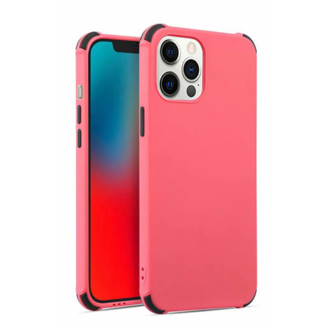 Funda Silicona Ultrafina Goma 360 Grados Carcasa C03 para Apple iPhone 12 Pro Rojo Rosa