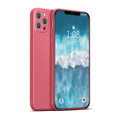 Funda Silicona Ultrafina Goma 360 Grados Carcasa para Apple iPhone 12 Pro Max Rojo