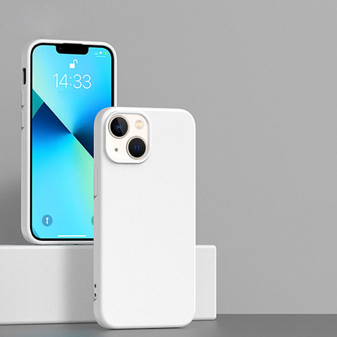 Funda Silicona Ultrafina Goma 360 Grados Carcasa para Apple iPhone 13 Mini Blanco