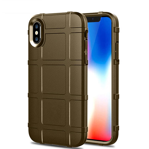 Funda Silicona Ultrafina Goma 360 Grados Carcasa para Apple iPhone Xs Marron