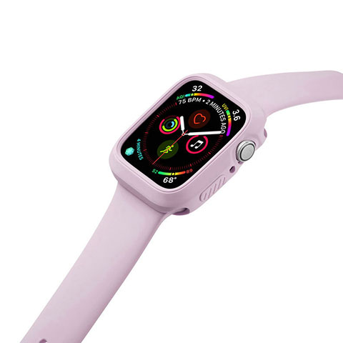 Funda Silicona Ultrafina Goma 360 Grados Carcasa para Apple iWatch 5 44mm Rosa