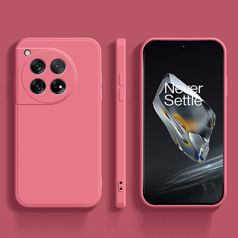 Funda Silicona Ultrafina Goma 360 Grados Carcasa para OnePlus 12 5G Rosa Roja