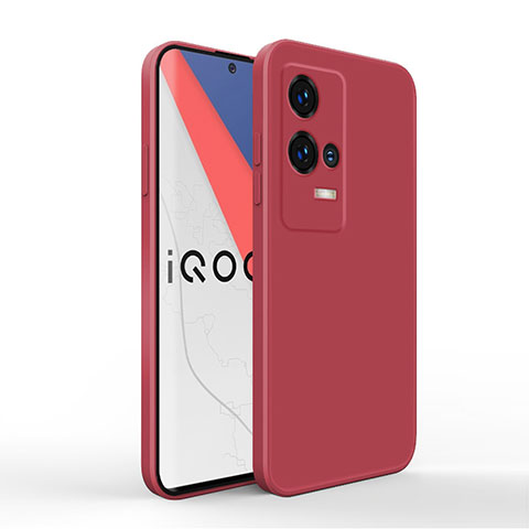Funda Silicona Ultrafina Goma 360 Grados Carcasa para Vivo iQOO 8 Pro 5G Rojo