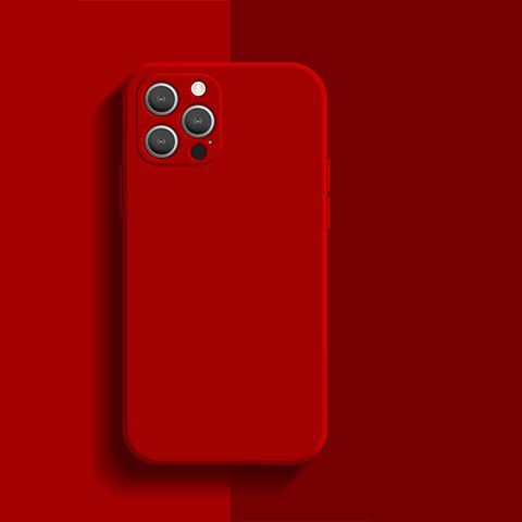 Funda Silicona Ultrafina Goma 360 Grados Carcasa S01 para Apple iPhone 13 Pro Max Rojo Rosa