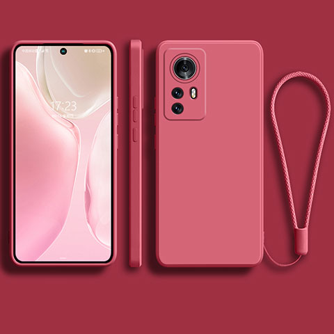 Funda Silicona Ultrafina Goma 360 Grados Carcasa S01 para Xiaomi Mi 12 5G Rojo Rosa