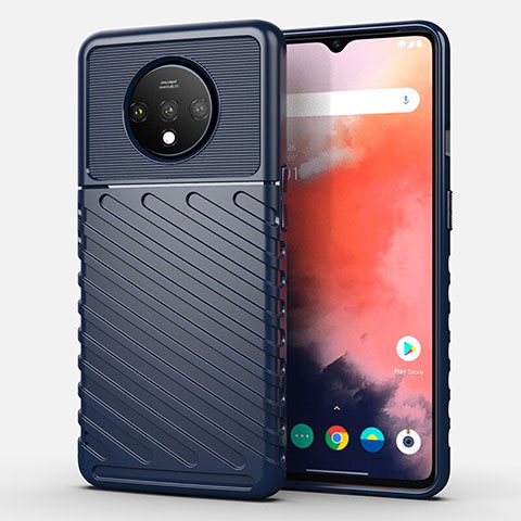 Funda Silicona Ultrafina Goma 360 Grados Carcasa S02 para OnePlus 7T Azul