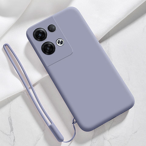 Funda Silicona Ultrafina Goma 360 Grados Carcasa S02 para Oppo Reno8 Pro 5G Gris Lavanda