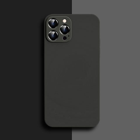 Funda Silicona Ultrafina Goma 360 Grados Carcasa S04 para Apple iPhone 13 Pro Max Negro