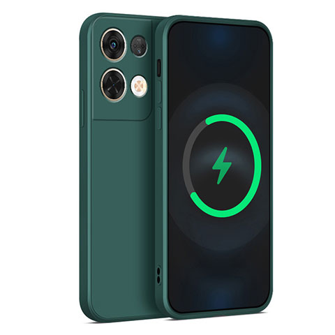 Funda Silicona Ultrafina Goma 360 Grados Carcasa S04 para Oppo Reno8 Pro 5G Verde Noche