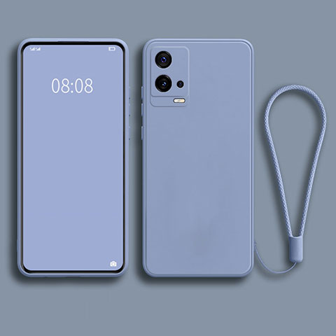 Funda Silicona Ultrafina Goma 360 Grados Carcasa S04 para Vivo iQOO 8 Pro 5G Gris Lavanda