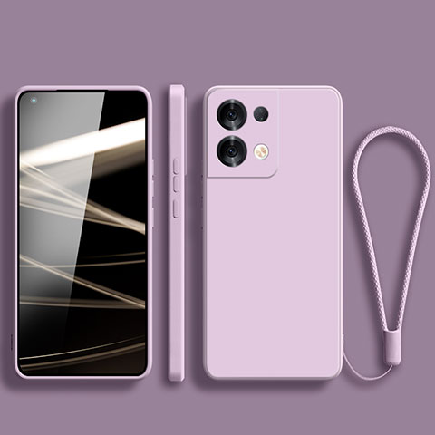 Funda Silicona Ultrafina Goma 360 Grados Carcasa S07 para Oppo Reno8 5G Purpura Claro