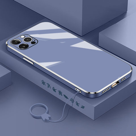 Funda Silicona Ultrafina Goma Carcasa S03 para Apple iPhone 13 Pro Max Gris Lavanda