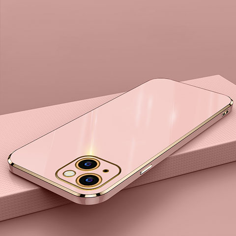 Funda Silicona Ultrafina Goma Carcasa S04 para Apple iPhone 13 Mini Oro Rosa
