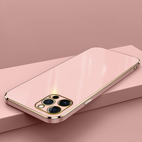 Funda Silicona Ultrafina Goma Carcasa S04 para Apple iPhone 14 Pro Oro Rosa