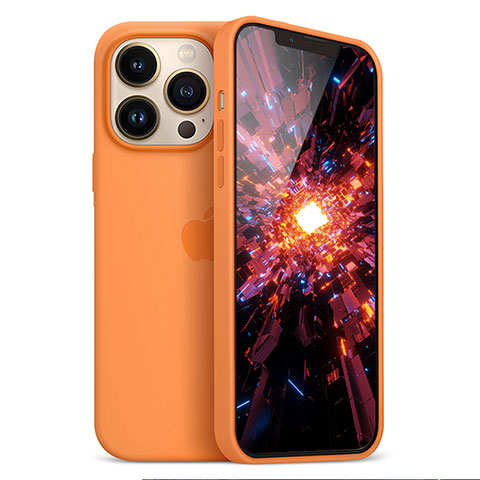 Funda Silicona Ultrafina Goma Carcasa S05 para Apple iPhone 13 Pro Max Naranja