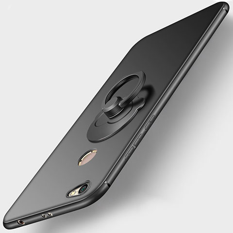 Funda Silicona Ultrafina Goma con Anillo de dedo Soporte para Xiaomi Redmi Note 5A Prime Negro