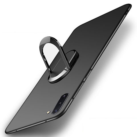 Funda Silicona Ultrafina Goma con Magnetico Anillo de dedo Soporte K01 para Samsung Galaxy Note 10 5G Negro