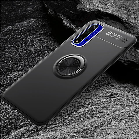 Funda Silicona Ultrafina Goma con Magnetico Anillo de dedo Soporte para Huawei Nova 5T Negro