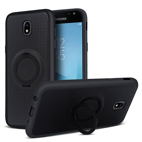 Funda Silicona Ultrafina Goma con Magnetico Anillo de dedo Soporte para Samsung Galaxy J5 Pro (2017) J530Y Negro