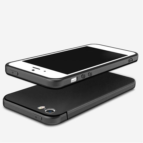 Funda Silicona Ultrafina Goma U04 para Apple iPhone SE Negro