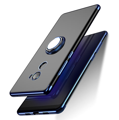 Funda Silicona Ultrafina Transparente con Anillo de dedo Soporte para Xiaomi Mi Mix Evo Azul