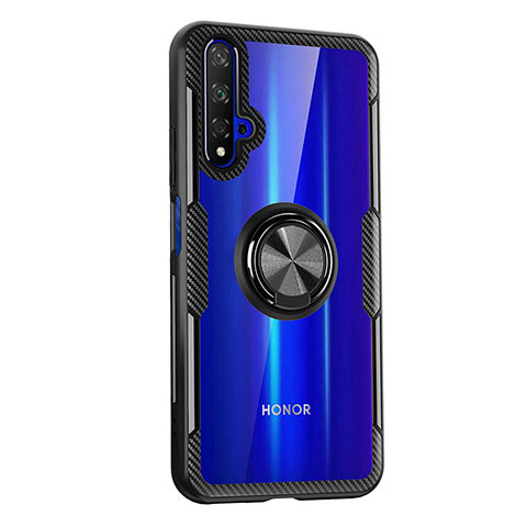 Funda Silicona Ultrafina Transparente con Anillo de dedo Soporte T01 para Huawei Honor 20 Azul