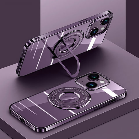 Funda Silicona Ultrafina Transparente con Mag-Safe Magnetic AC1 para Apple iPhone 13 Morado
