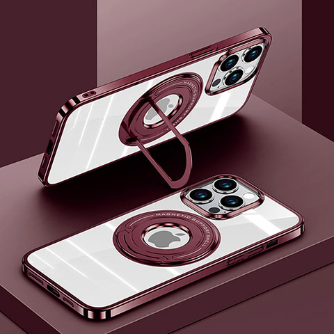 Funda Silicona Ultrafina Transparente con Mag-Safe Magnetic AC1 para Apple iPhone 13 Pro Max Rojo