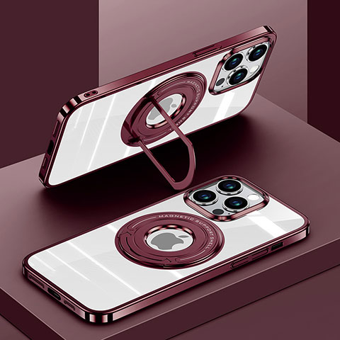 Funda Silicona Ultrafina Transparente con Mag-Safe Magnetic AC1 para Apple iPhone 14 Pro Rojo