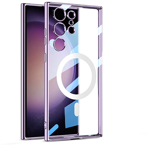 Funda Silicona Ultrafina Transparente con Mag-Safe Magnetic AC1 para Samsung Galaxy S23 Ultra 5G Morado