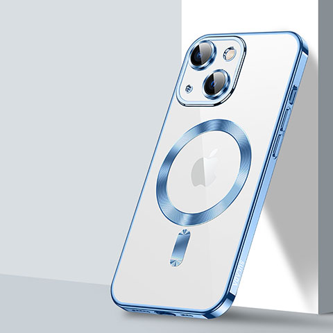 Funda Silicona Ultrafina Transparente con Mag-Safe Magnetic LD2 para Apple iPhone 14 Plus Azul