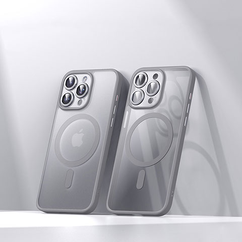 Funda Silicona Ultrafina Transparente con Mag-Safe Magnetic LD4 para Apple iPhone 14 Pro Max Gris