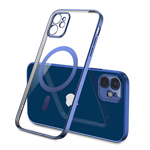 Funda Silicona Ultrafina Transparente con Mag-Safe Magnetic M01 para Apple iPhone 12 Azul