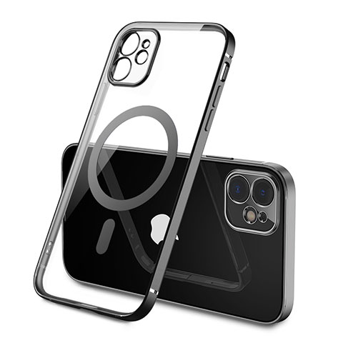 Funda Silicona Ultrafina Transparente con Mag-Safe Magnetic M01 para Apple iPhone 12 Mini Negro