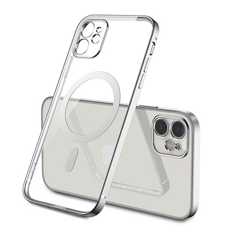 Funda Silicona Ultrafina Transparente con Mag-Safe Magnetic M01 para Apple iPhone 12 Mini Plata
