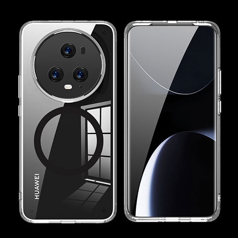 Funda Silicona Ultrafina Transparente con Mag-Safe Magnetic QK2 para Huawei Honor Magic5 Pro 5G Negro