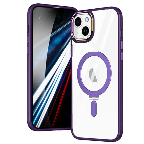 Funda Silicona Ultrafina Transparente con Mag-Safe Magnetic SD1 para Apple iPhone 14 Plus Morado