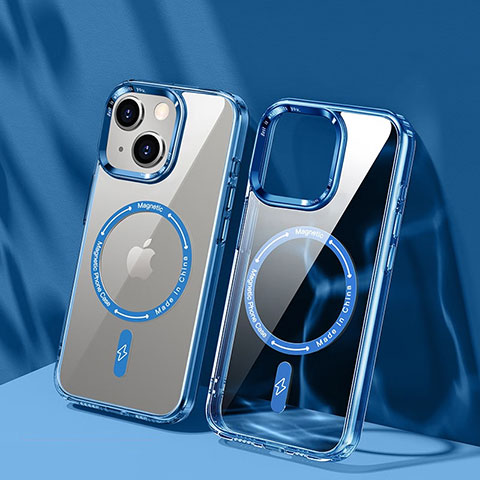 Funda Silicona Ultrafina Transparente con Mag-Safe Magnetic TB1 para Apple iPhone 13 Azul