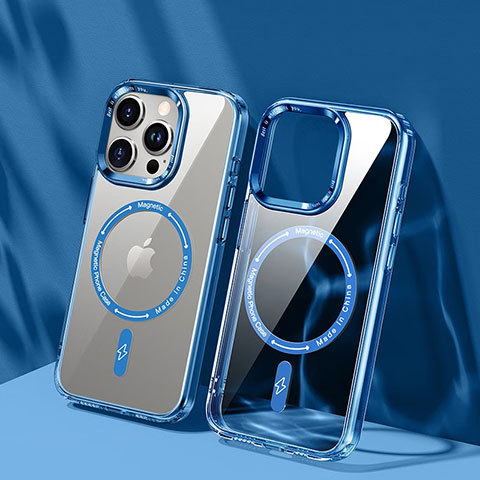 Funda Silicona Ultrafina Transparente con Mag-Safe Magnetic TB1 para Apple iPhone 14 Pro Azul