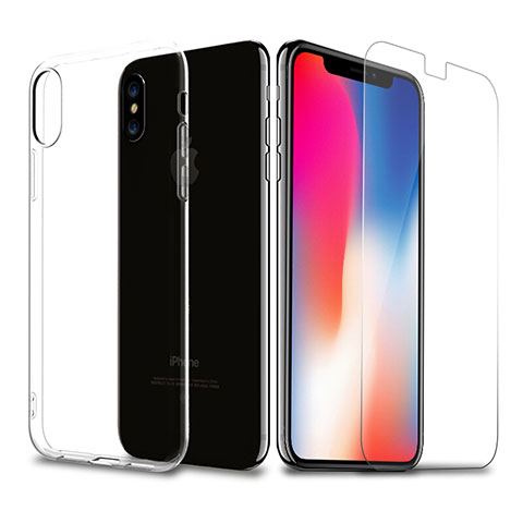 Funda Silicona Ultrafina Transparente con Protector de Pantalla para Apple iPhone Xs Max Claro