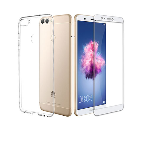 Funda Silicona Ultrafina Transparente con Protector de Pantalla para Huawei Enjoy 7S Blanco