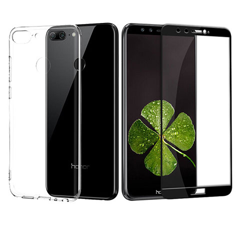 Funda Silicona Ultrafina Transparente con Protector de Pantalla para Huawei Honor 9 Lite Negro