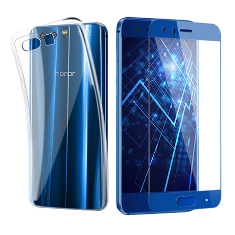 Funda Silicona Ultrafina Transparente con Protector de Pantalla para Huawei Honor 9 Premium Azul