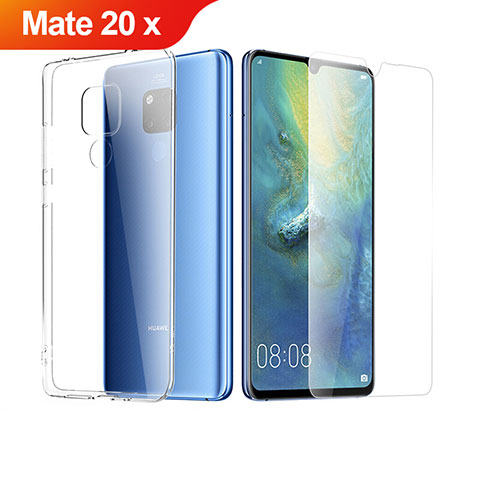 Funda Silicona Ultrafina Transparente con Protector de Pantalla para Huawei Mate 20 X Claro