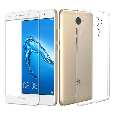 Funda Silicona Ultrafina Transparente con Protector de Pantalla para Huawei Y7 Prime Claro