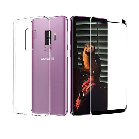 Funda Silicona Ultrafina Transparente con Protector de Pantalla para Samsung Galaxy S9 Plus Claro