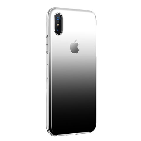 Funda Silicona Ultrafina Transparente Gradiente para Apple iPhone Xs Negro