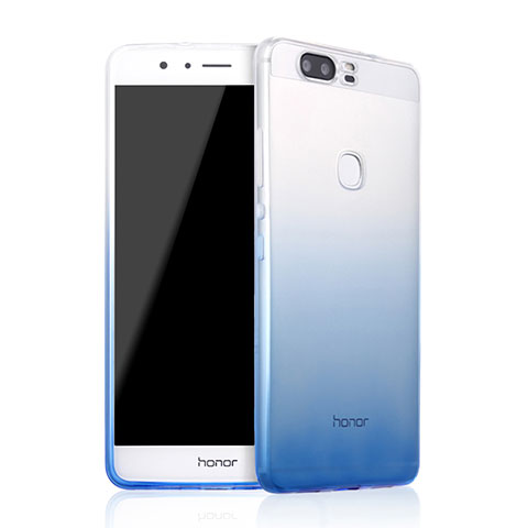 Funda Silicona Ultrafina Transparente Gradiente para Huawei Honor V8 Azul