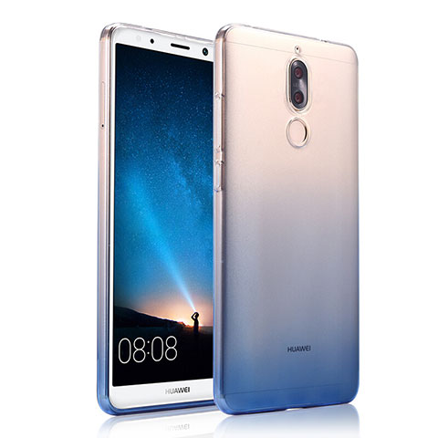 Funda Silicona Ultrafina Transparente Gradiente para Huawei Mate 10 Lite Azul